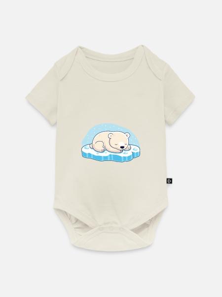 Schlafender Eisbär - Baby Premium Kurzarmbody - Naturweiß