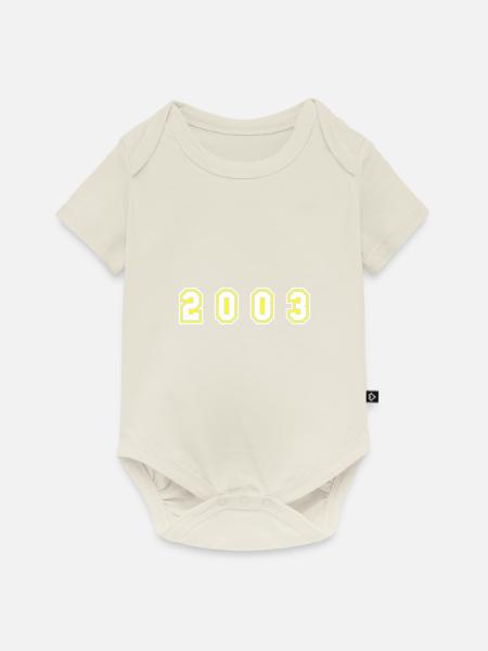 2003 Jahr Zahl - Baby Premium Kurzarmbody - Naturweiß