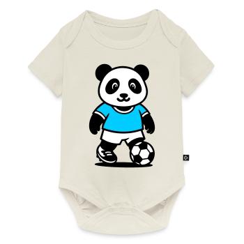 Panda footballeur mignon et stylé Kawaii Foot - Body à manches courtes Premium Bébé - blanc cassé - Devant
