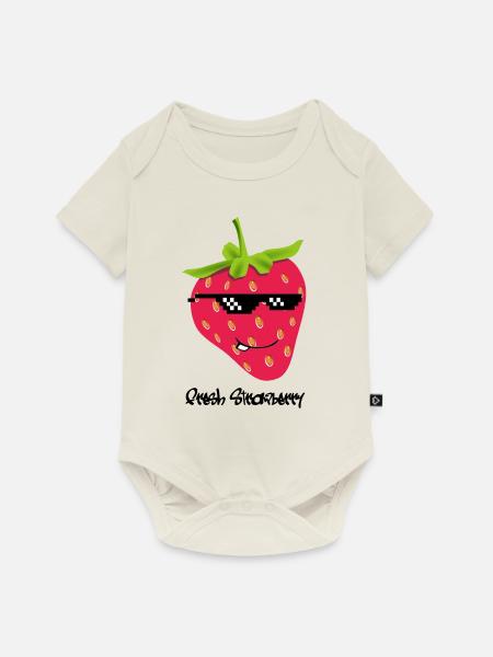 Erdbeere Design Fresh - Baby Premium Kurzarmbody - Naturweiß