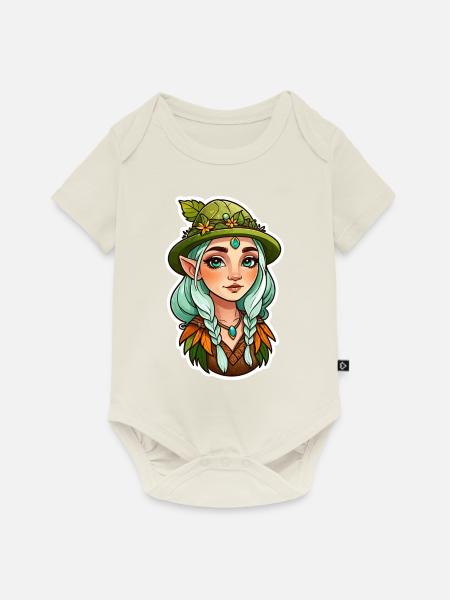 Druidin Druide Fantasy Illustration - Baby Premium Kurzarmbody - Naturweiß