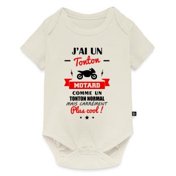 J'ai un tonton motard, cadeau bébé, moto - Body à manches courtes Premium Bébé - blanc cassé - Devant