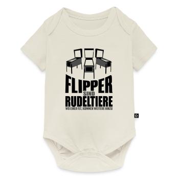Flipper sind Rudeltiere | Pinball Farben änderbar - Baby Premium Kurzarmbody - Naturweiß - Vorne