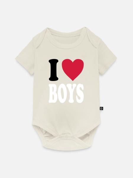 I love BOYS - Baby Premium Kurzarmbody - Naturweiß