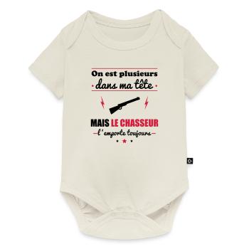 Chasseur l'emporte toujours, chasse - Body à manches courtes Premium Bébé - blanc cassé - Devant