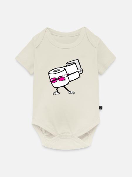 Toilettenpapier Dabbing Geschenk - Baby Premium Kurzarmbody - Naturweiß