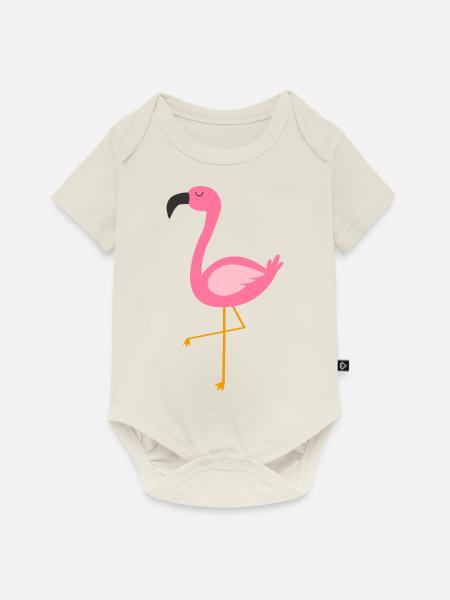 Simple Flamingo - Baby Premium Kurzarmbody - Naturweiß