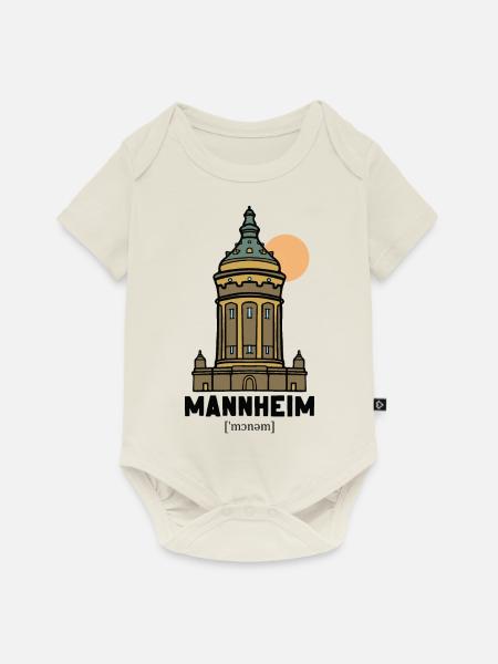 Wasserturm Manheim Vintage Design - Baby Premium Kurzarmbody - Naturweiß