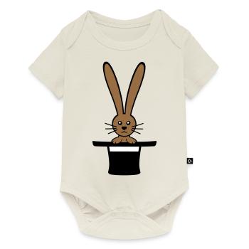 Lapin Chapeau Haut de forme Sorcier Lapin Sorcier Mignon - Body à manches courtes Premium Bébé - blanc cassé - Devant