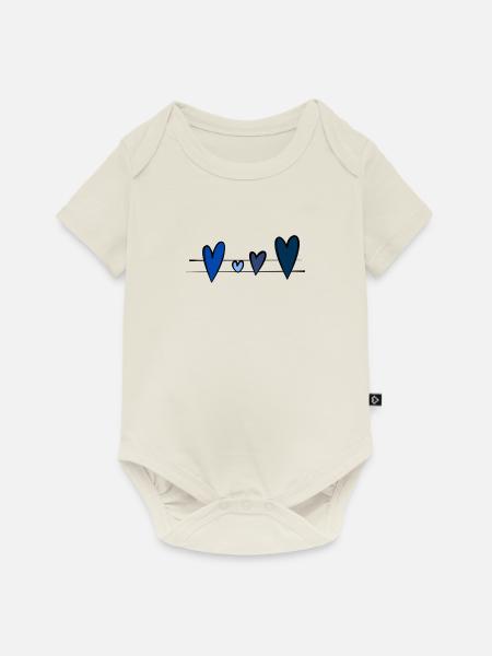 Blaue Herzen - Baby Premium Kurzarmbody - Naturweiß