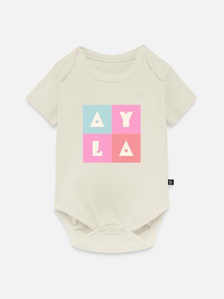Ayla Baby Name Mädchen pink - Baby Premium Kurzarmbody - Naturweiß