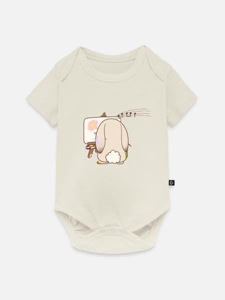 Entzückendes Hasengemälde - Baby Premium Kurzarmbody - Naturweiß