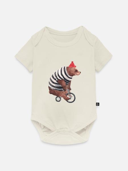 Fahrrad Radfahrer Fahrradfahrer Bär auf Rad - Baby Premium Kurzarmbody - Naturweiß