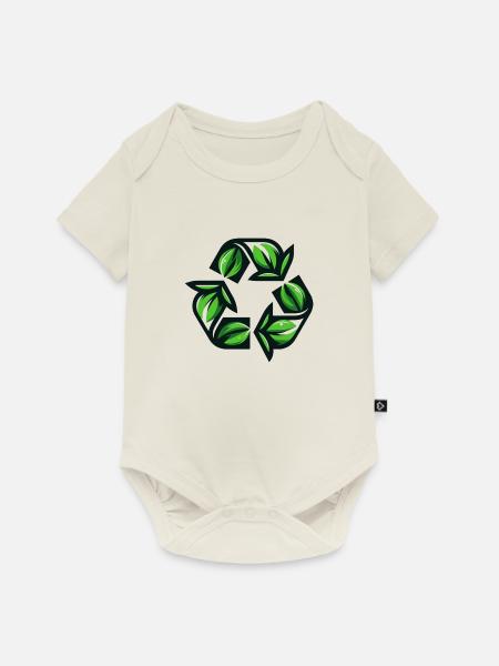 Recycling Blätter - Baby Premium Kurzarmbody - Naturweiß