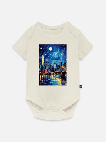 New York - Baby Premium Kurzarmbody - Naturweiß