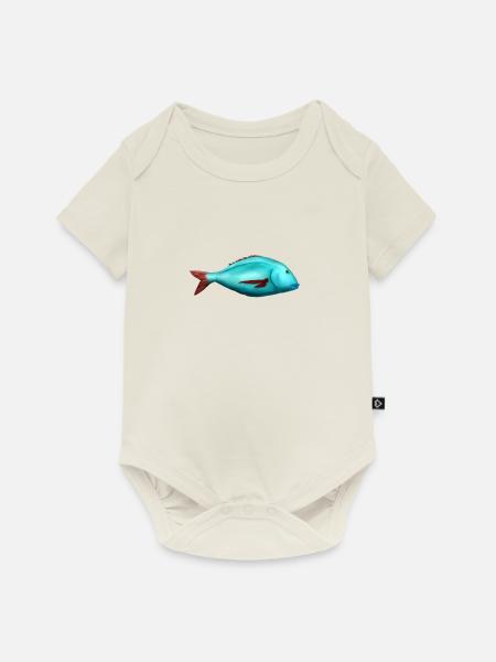 Der Fisch - Baby Premium Kurzarmbody - Naturweiß