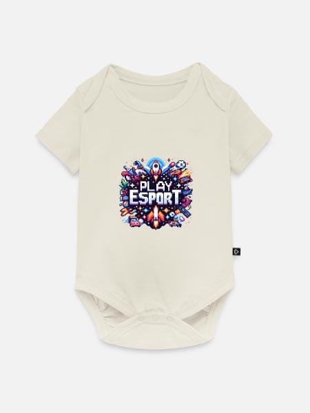 Play Pixel - Baby Premium Kurzarmbody - Naturweiß