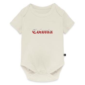 "Colonia" Rot-Weiss [Old English Text MT] - Baby Premium Kurzarmbody - Naturweiß - Vorne