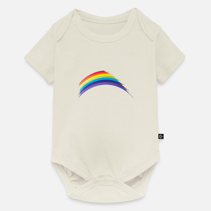 rainbow arc-en-ciel abstrait dans les couleurs chakra - Body à manches courtes Premium Bébé - blanc cassé
