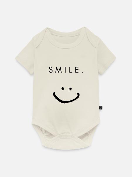 smile - Baby Premium Kurzarmbody - Naturweiß