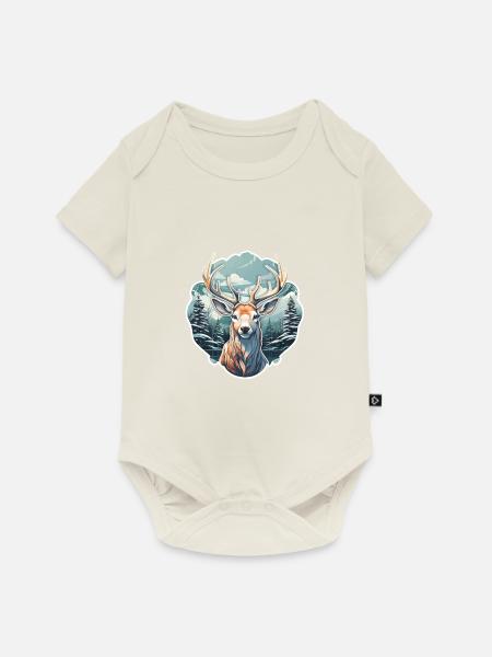 Winterzeit Hirsch - Baby Premium Kurzarmbody - Naturweiß