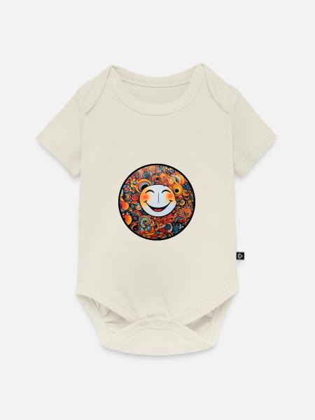 Emoji Smiley Mandala - Baby Premium Kurzarmbody - Naturweiß