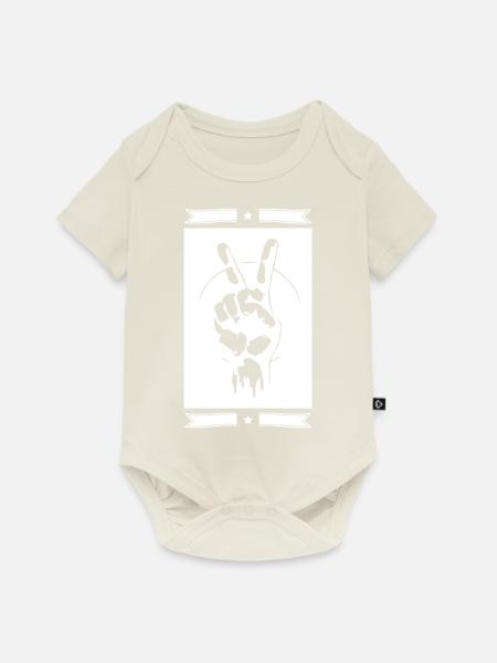 Frieden Hand Zeichen Peace - Baby Premium Kurzarmbody - Naturweiß