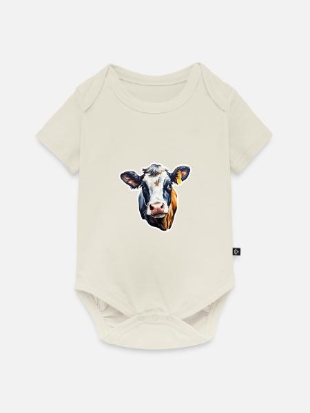 Kuh Milchkuh Holstein - Baby Premium Kurzarmbody - Naturweiß