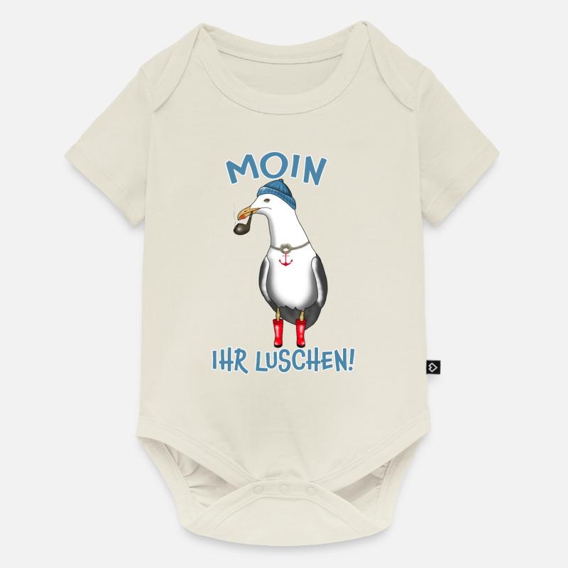 Möwe MOIN IHR LUSCHEN! - Baby Premium Kurzarmbody - Naturweiß