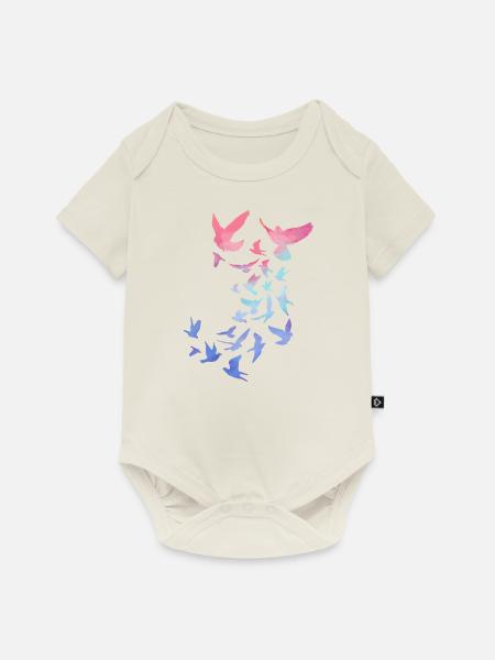 tauben,taube,vögel,vogelschwarm,bunt,graffiti - Baby Premium Kurzarmbody - Naturweiß