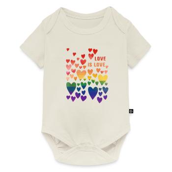 l’amour est l’amour, LGBT, Arc-en-ciel, Cœur, Graffiti, Amour, - Body à manches courtes Premium Bébé - blanc cassé - Devant