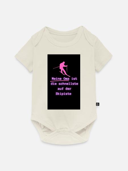Schnellste Oma auf der Skipiste - Baby Premium Kurzarmbody - Naturweiß