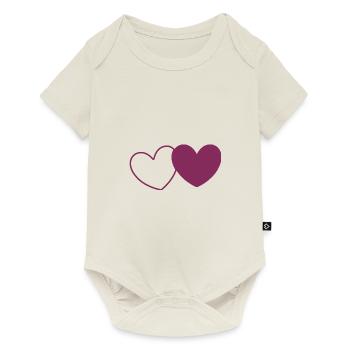 Saint Valentin Coeur Violet - Body à manches courtes Premium Bébé - blanc cassé - Devant