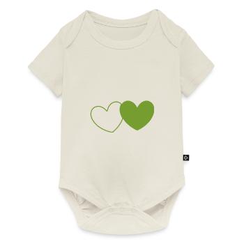 green heart green hearts couples gift - Baby Premium short-sleeve bodysuit - off white - Front