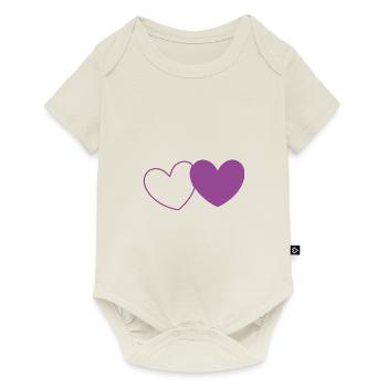 Coeur Violet 2 Coeurs Saint Valentin - Body à manches courtes Premium Bébé - blanc cassé - Devant