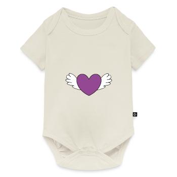 Coeur violet blanc avec des ailes Saint-Valentin - Body à manches courtes Premium Bébé - blanc cassé - Devant