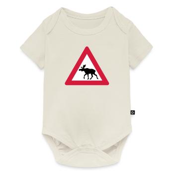Warning Moose Sign - Baby Premium short-sleeve bodysuit - off white - Front