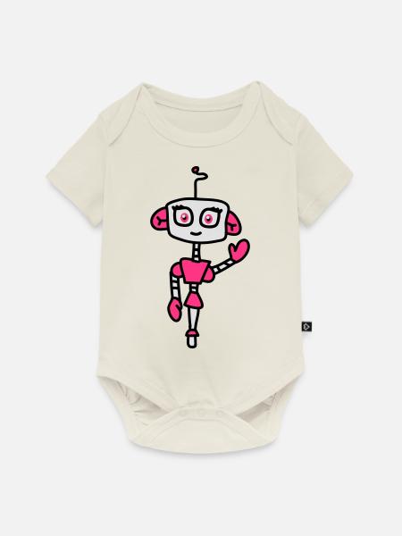 robogirl_3c - Baby Premium Kurzarmbody - Naturweiß
