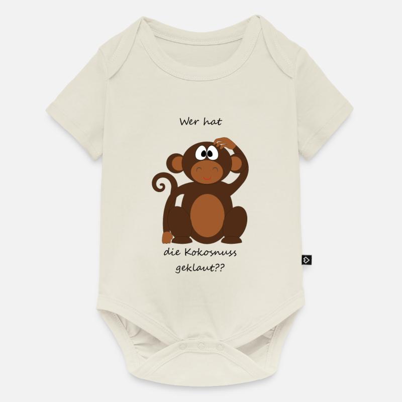 Qui a volé la noix de coco? Le singe? - Body à manches courtes Premium Bébé - blanc cassé