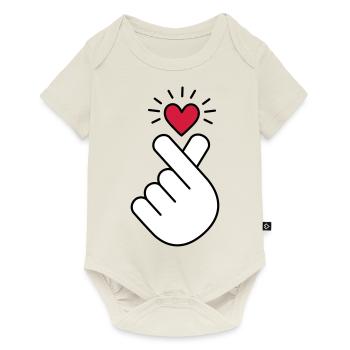 K pop coeur, corée, k pop, musique, symbole, main, pop - Body à manches courtes Premium Bébé - blanc cassé - Devant