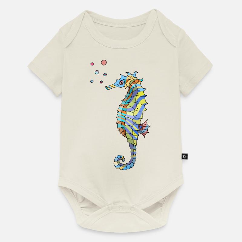 Seepferdchen - Baby Premium Kurzarmbody - Naturweiß