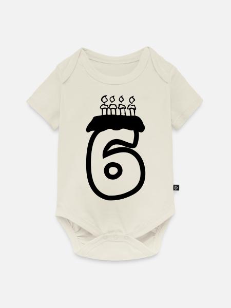 6 birthday - Baby Premium Kurzarmbody - Naturweiß