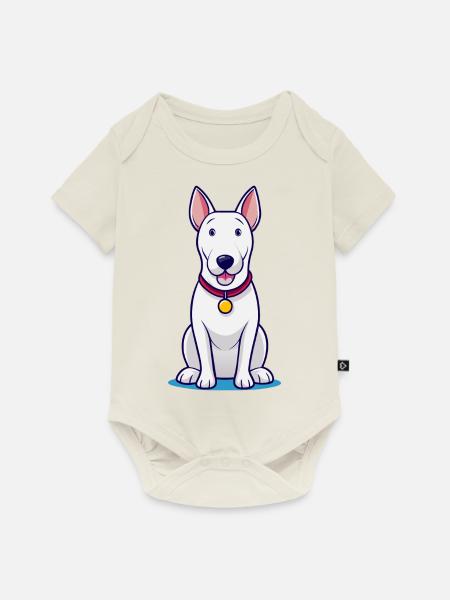 Strenger Bullterrier sitzt stolz - Baby Premium Kurzarmbody - Naturweiß
