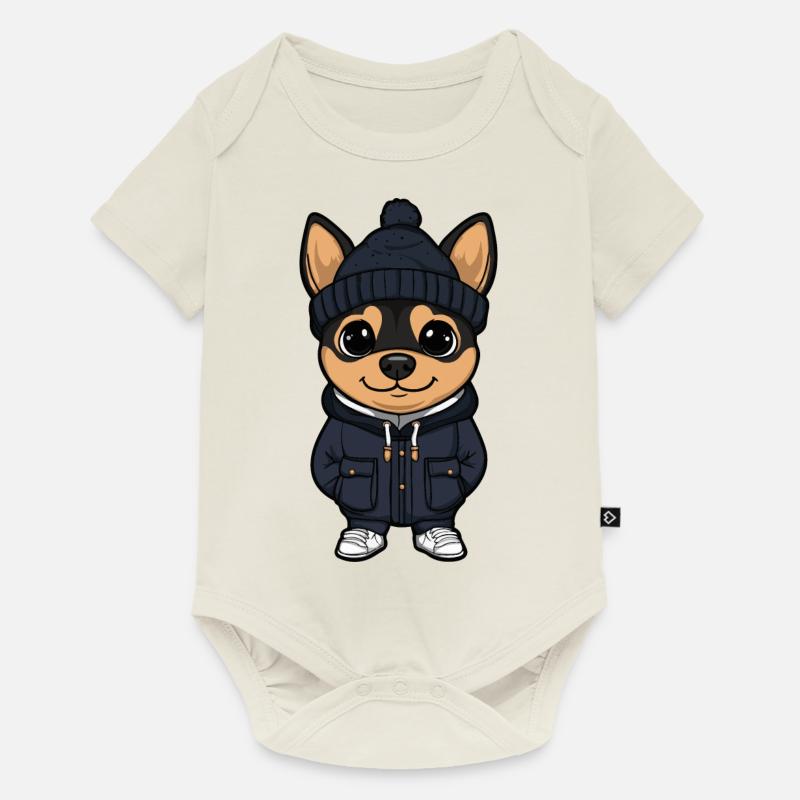 Pinscher Chien Élégant - Body à manches courtes Premium Bébé - blanc cassé