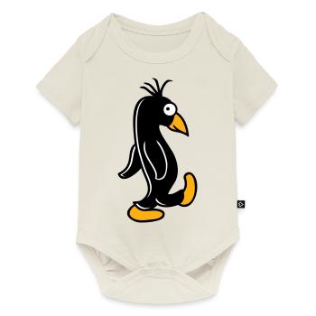 Pinguin läuft ulkig dumm guckt lustig doof albern - Baby Premium Kurzarmbody - Naturweiß - Vorne