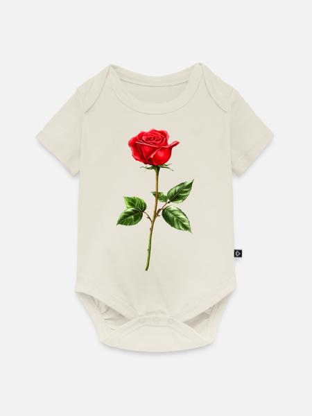 Rose Blume Liebe - Baby Premium Kurzarmbody - Naturweiß
