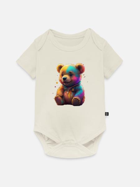 Teddybär - Baby Premium Kurzarmbody - Naturweiß