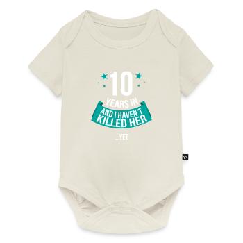 Funny 10th Wedding Anniversary Husband Gift T-shir - Baby Premium short-sleeve bodysuit - off white - Front