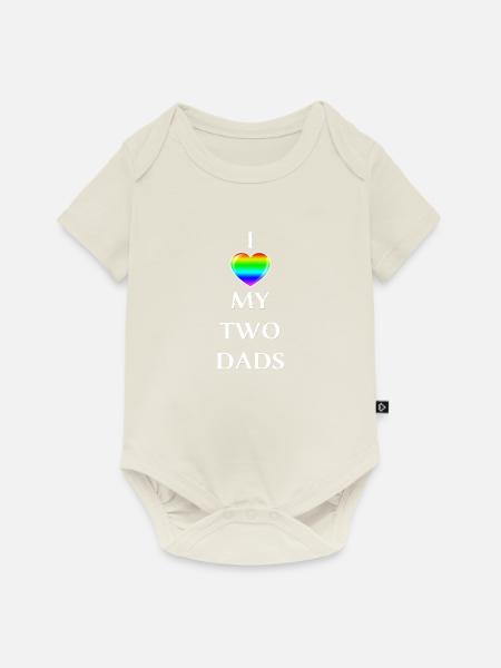 I love my 2 Dads Shirt for LGBT Gay Men Arc-en-ciel - Body à manches courtes Premium Bébé - blanc cassé