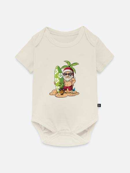 Weihnachtsmann Comic Weihnachten am Strand - Baby Premium Kurzarmbody - Naturweiß